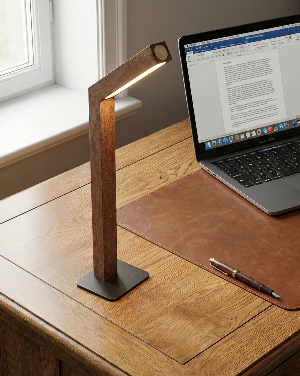 WOODI — Lampe de Chevet en Bois, Sans Fil Rechargeable