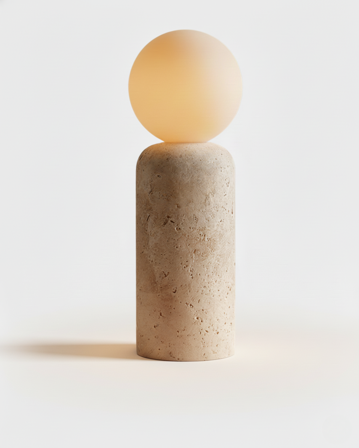 ZIRO — Lampe de Table en Travertin et Verre, Dimmable pour Salon et Bureau