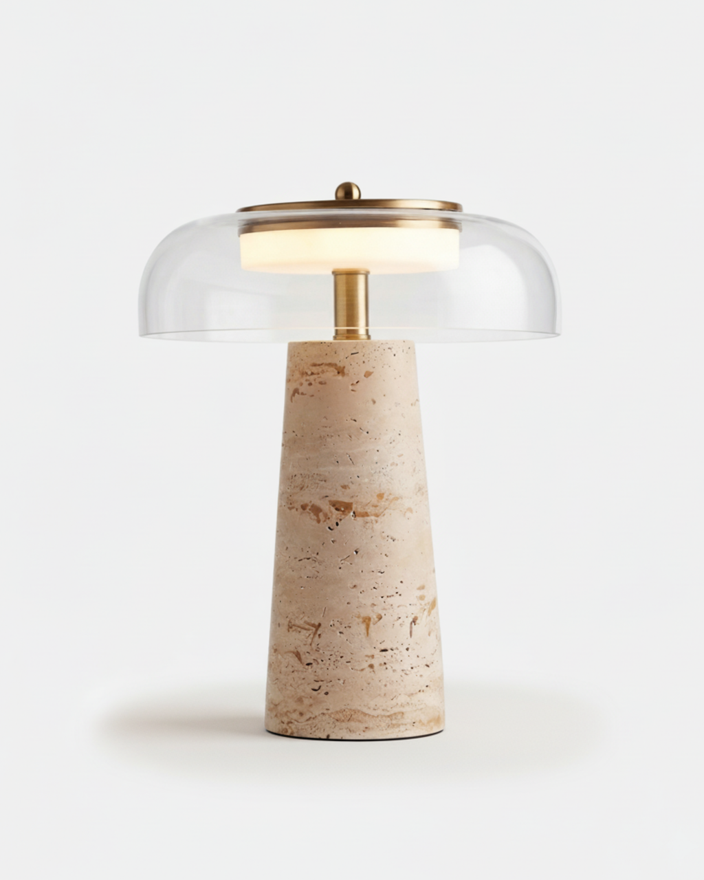 ZOA — Lampe de Table Design Travertin et Verre pour Console et Bureau