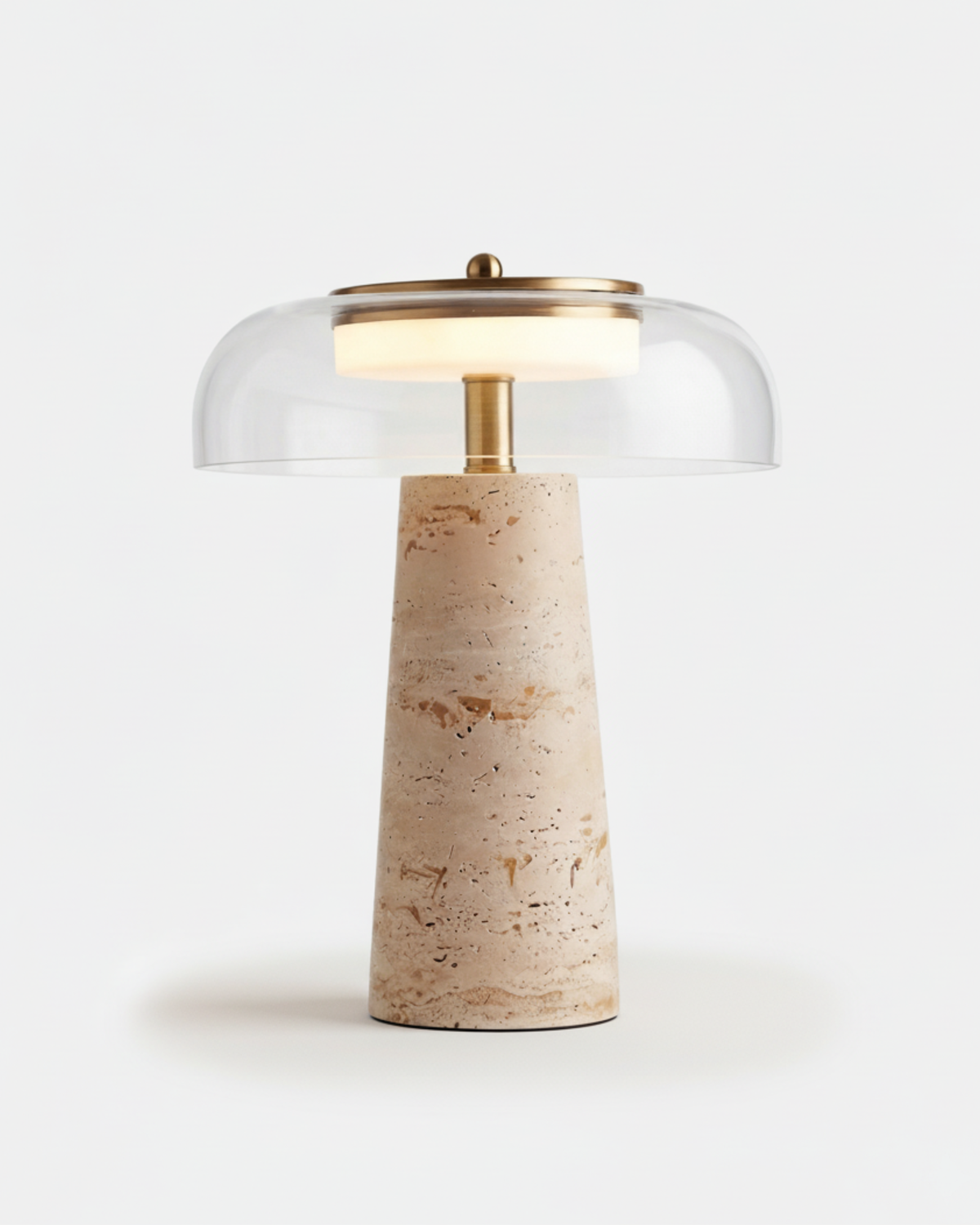 ZOA — Lampe de Table Design Travertin et Verre pour Console et Bureau