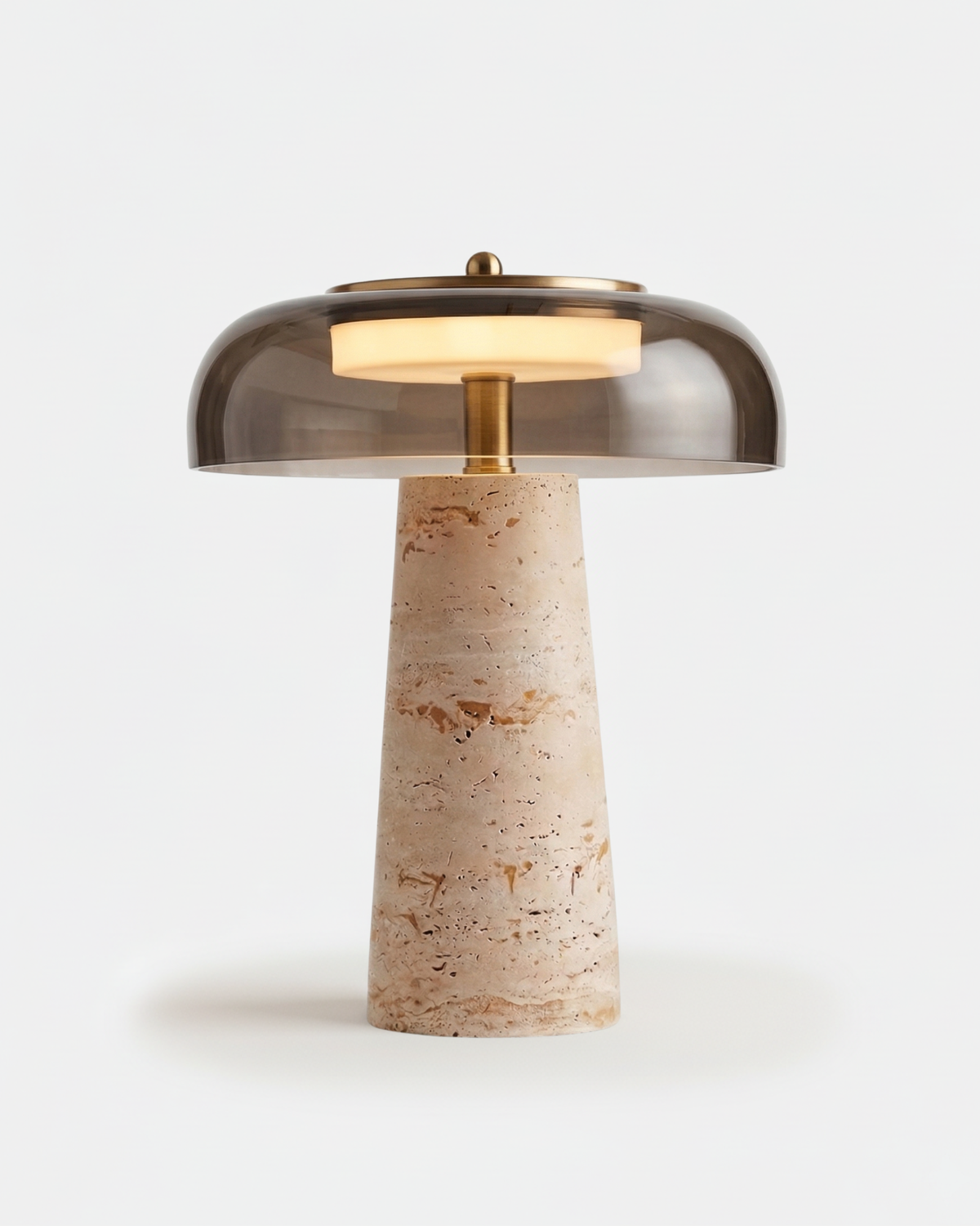 ZOA — Lampe de Table Design Travertin et Verre pour Console et Bureau