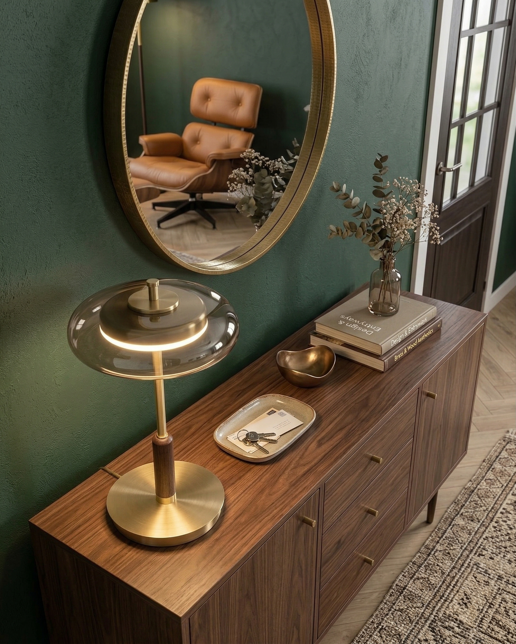 TOCRIS — Lampe de Table en Laiton et Bois pour Salon et Bureau