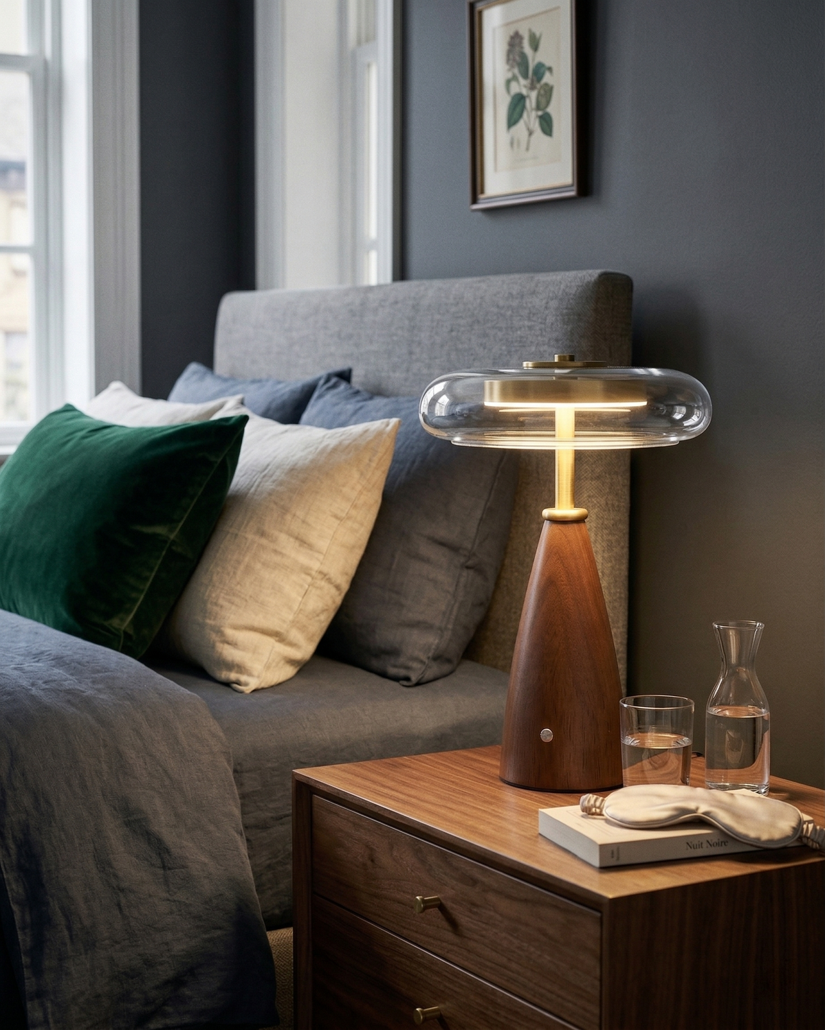 NALU — Lampe de Table en Laiton et Bois pour Salon et Bureau