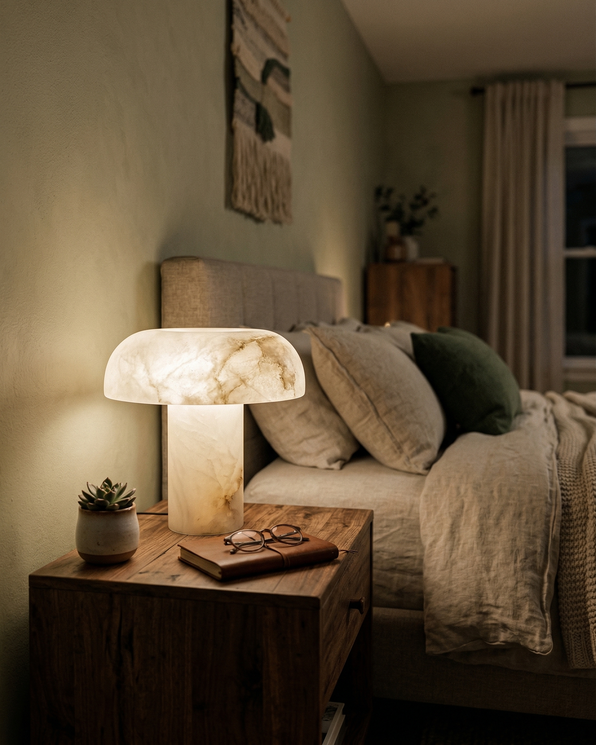 IZO — Lampe de Table en Albâtre, Dimmable pour Salon et Bureau