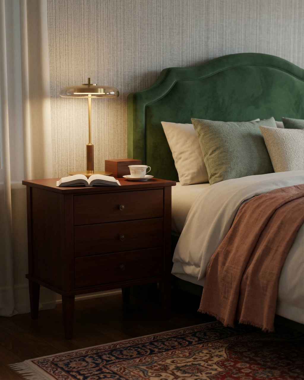 TOCRIS — Lampe de Table en Laiton et Bois pour Salon et Bureau