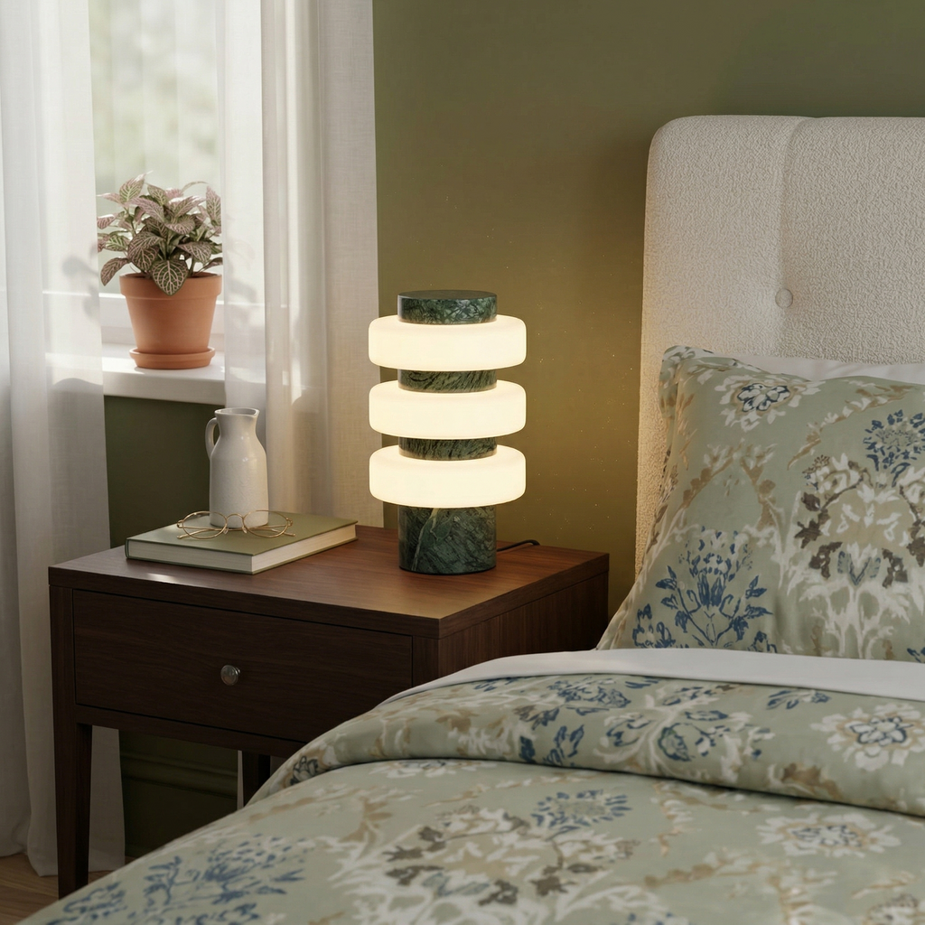 JALA — Lampe de Table en Marbre et Travertin pour Salon et Bureau
