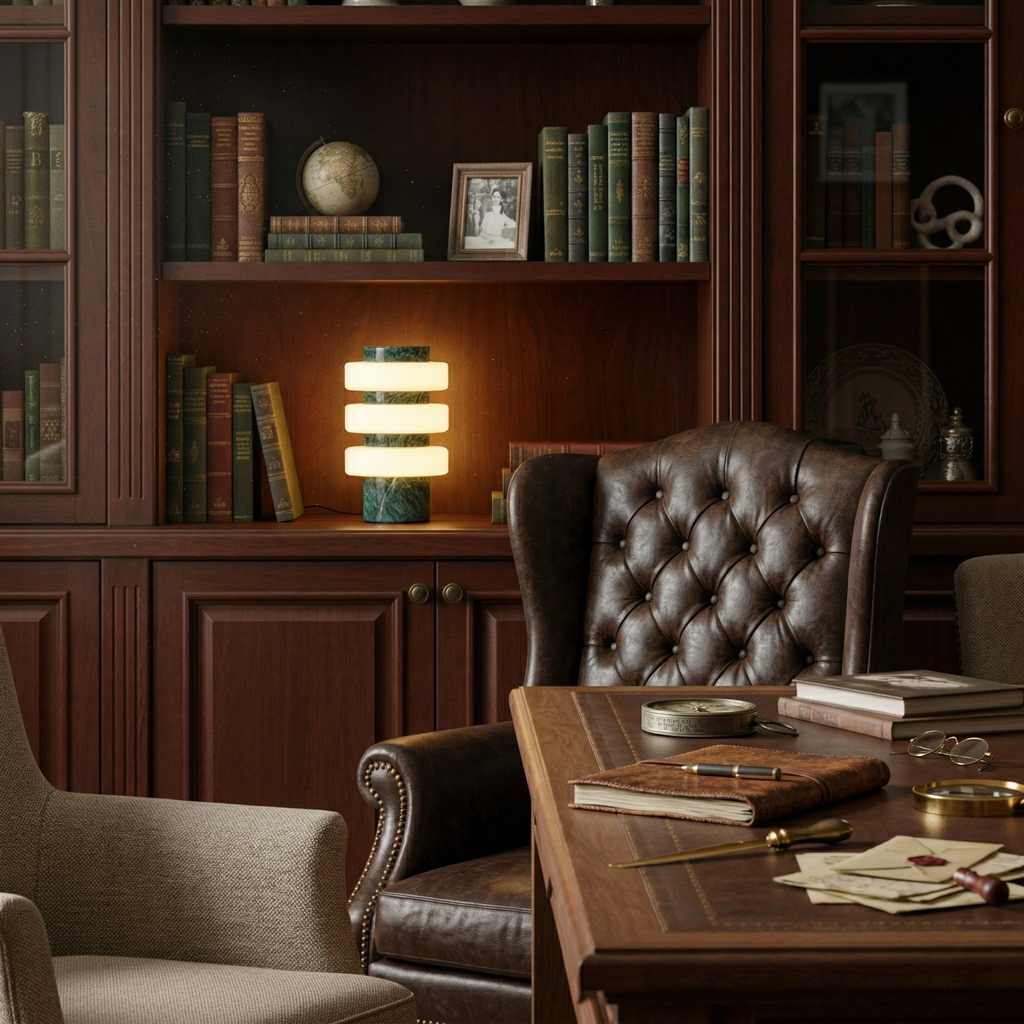 JALA — Lampe de Table en Marbre et Travertin pour Salon et Bureau