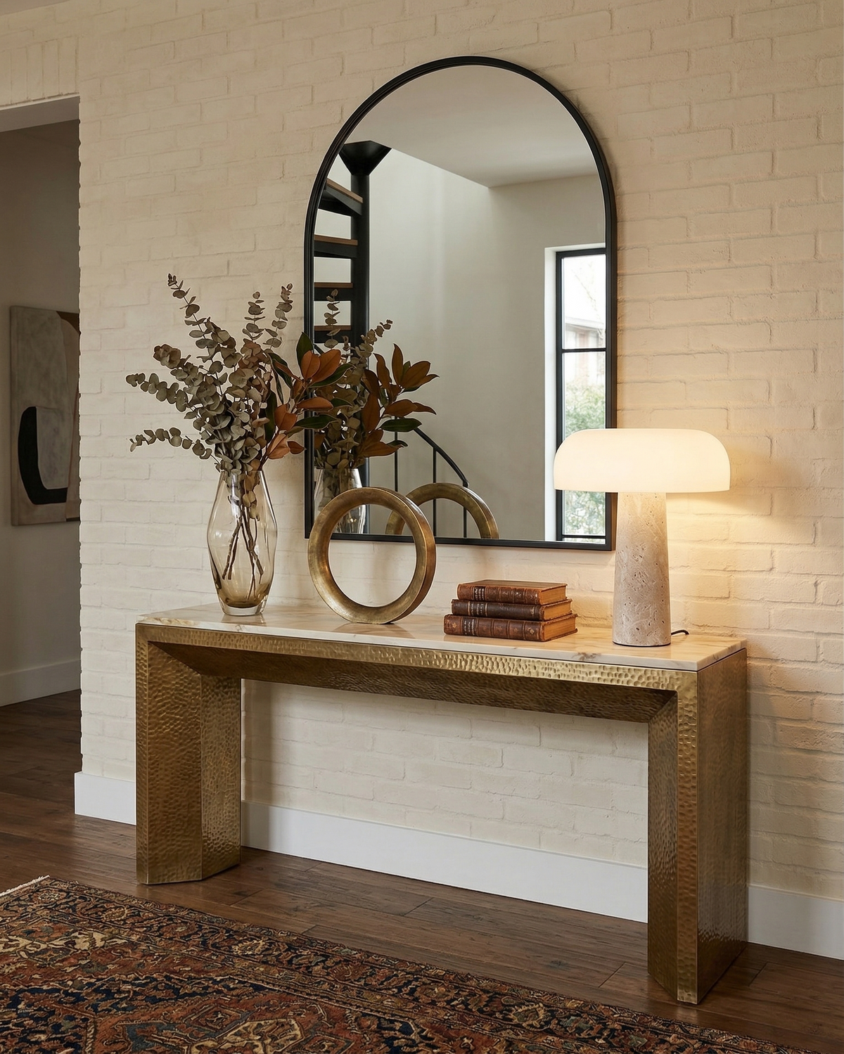 ZENO — Lampe de Table en Travertin et Verre pour Salon et Bureau