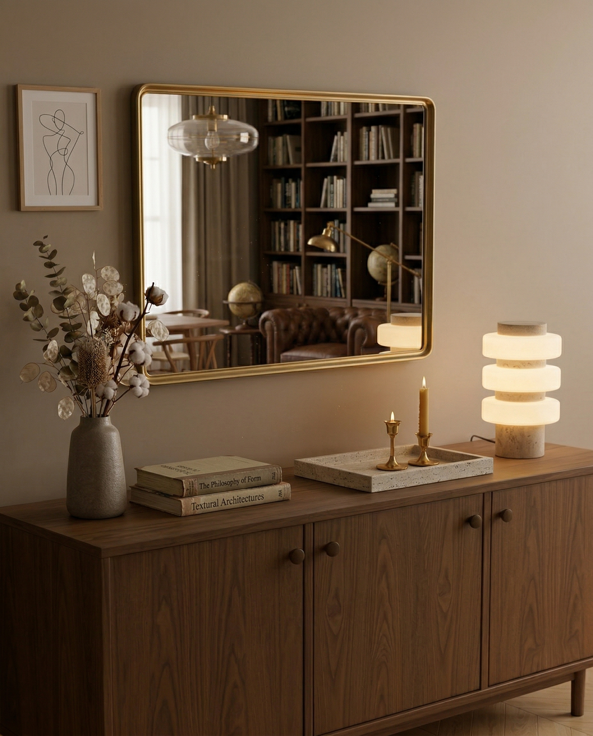 JALA — Lampe de Table en Marbre et Travertin pour Salon et Bureau