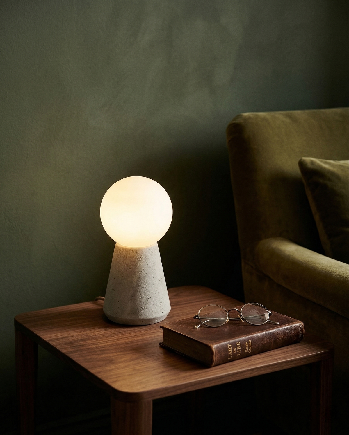 ZIRO — Lampe de Table en Travertin et Verre, Dimmable pour Salon et Bureau