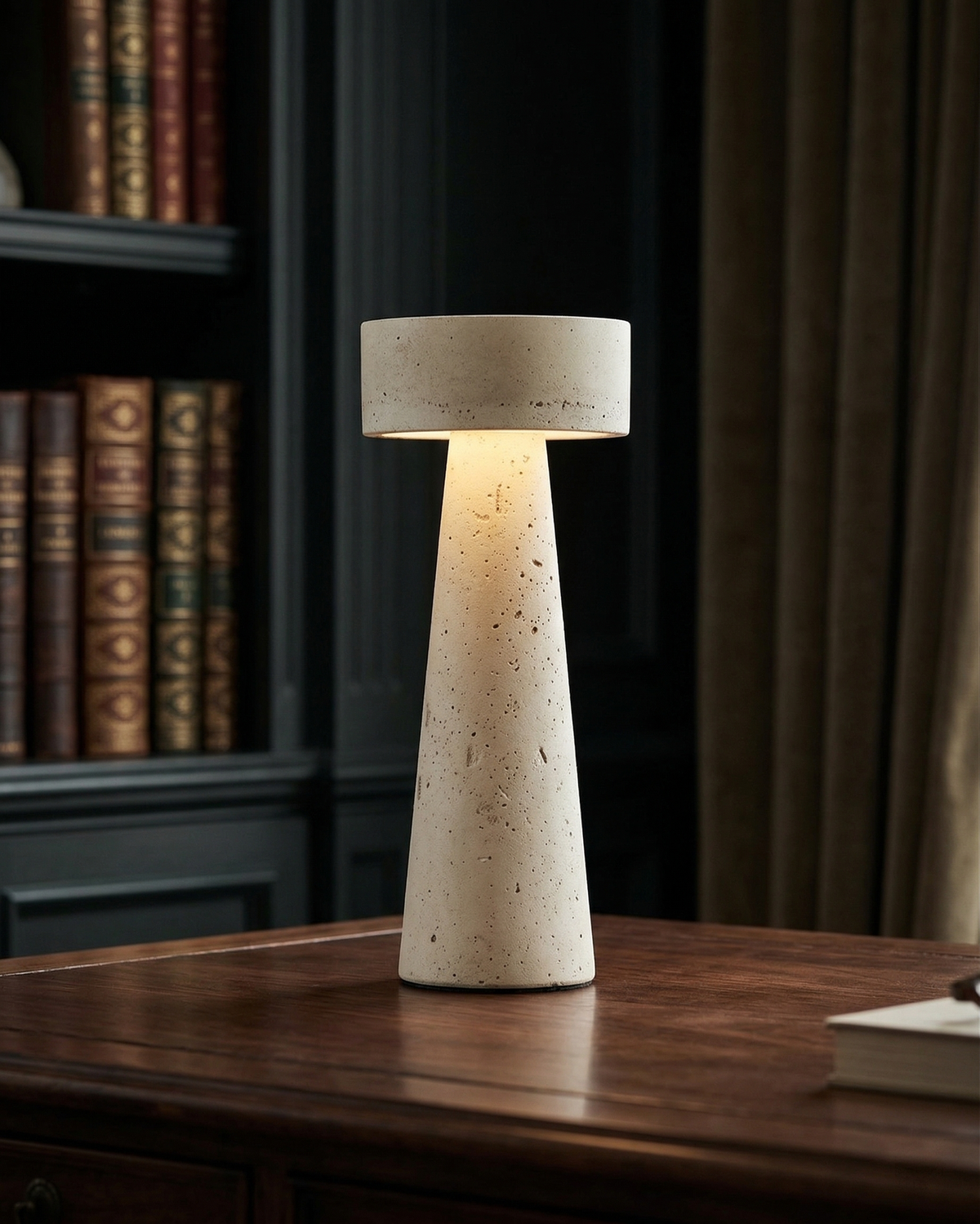 BELLO — Lampe de Table en Travertin pour Salon et Bureau