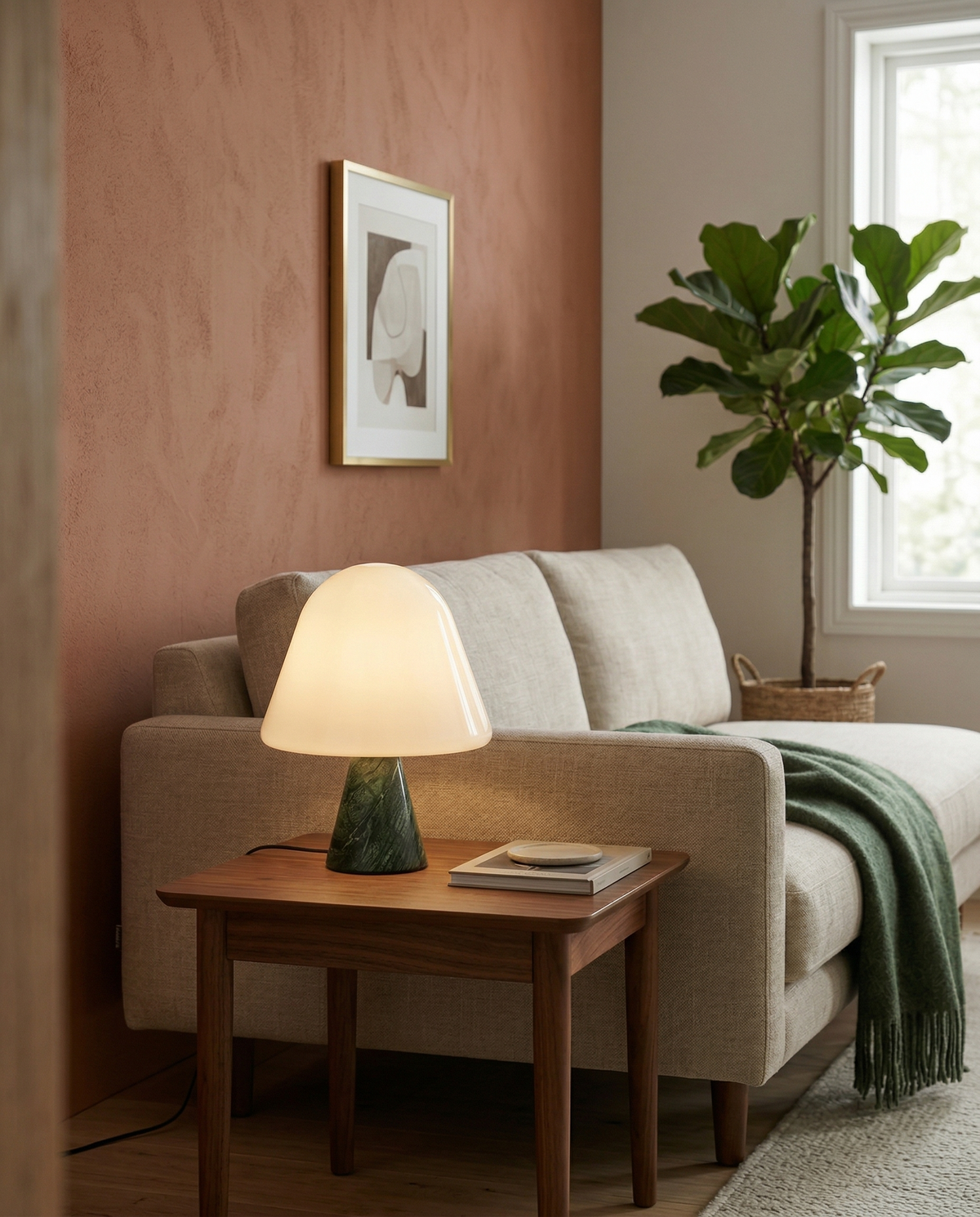 NOKA — Lampe de Table en Marbre et Verre, Dimmable pour Salon et Bureau