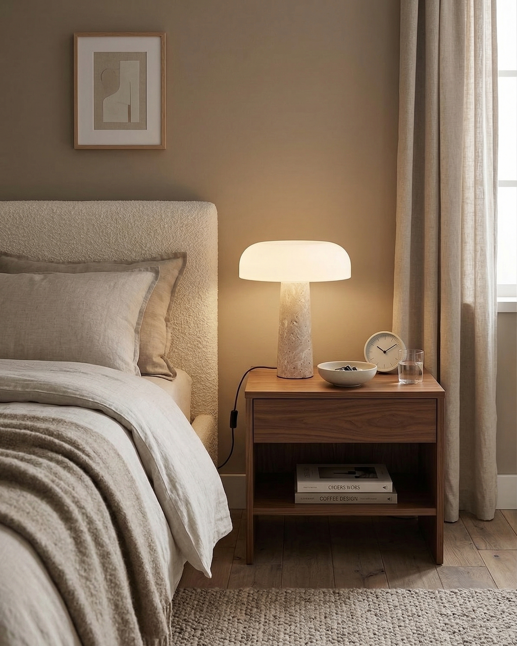 ZENO — Lampe de Table en Travertin et Verre pour Salon et Bureau