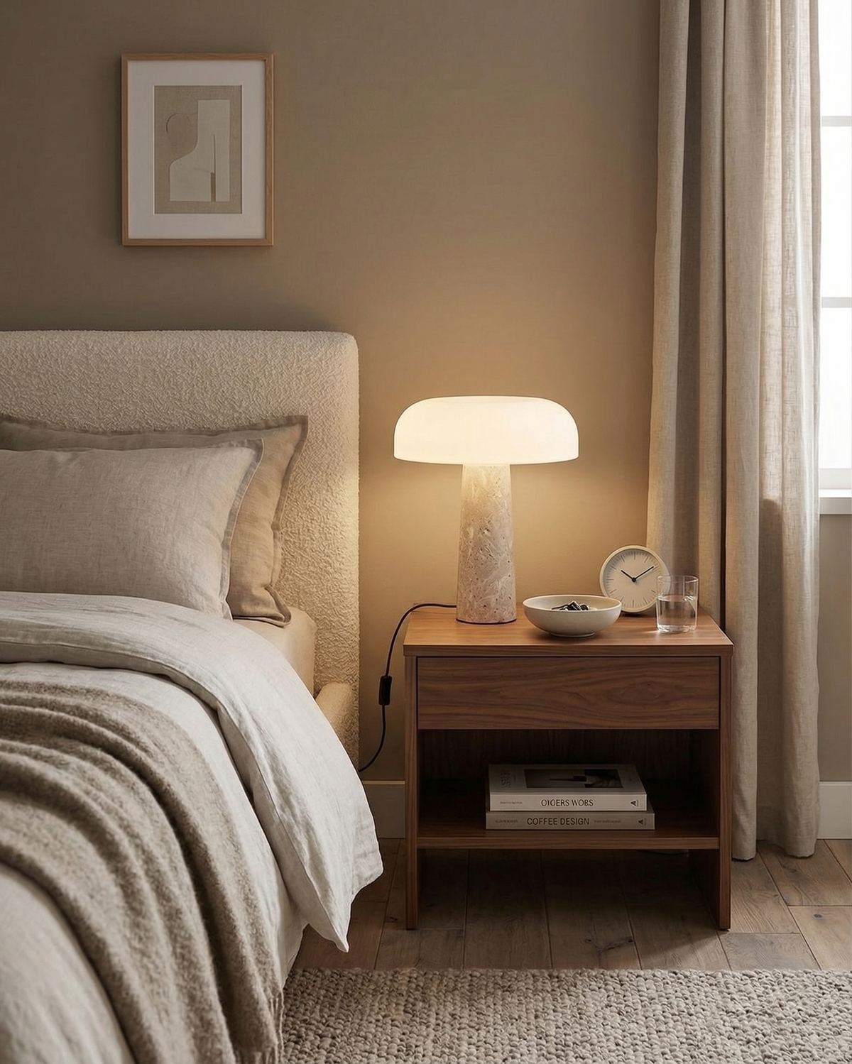 ZENO — Lampe de Table en Travertin et Verre pour Salon et Bureau