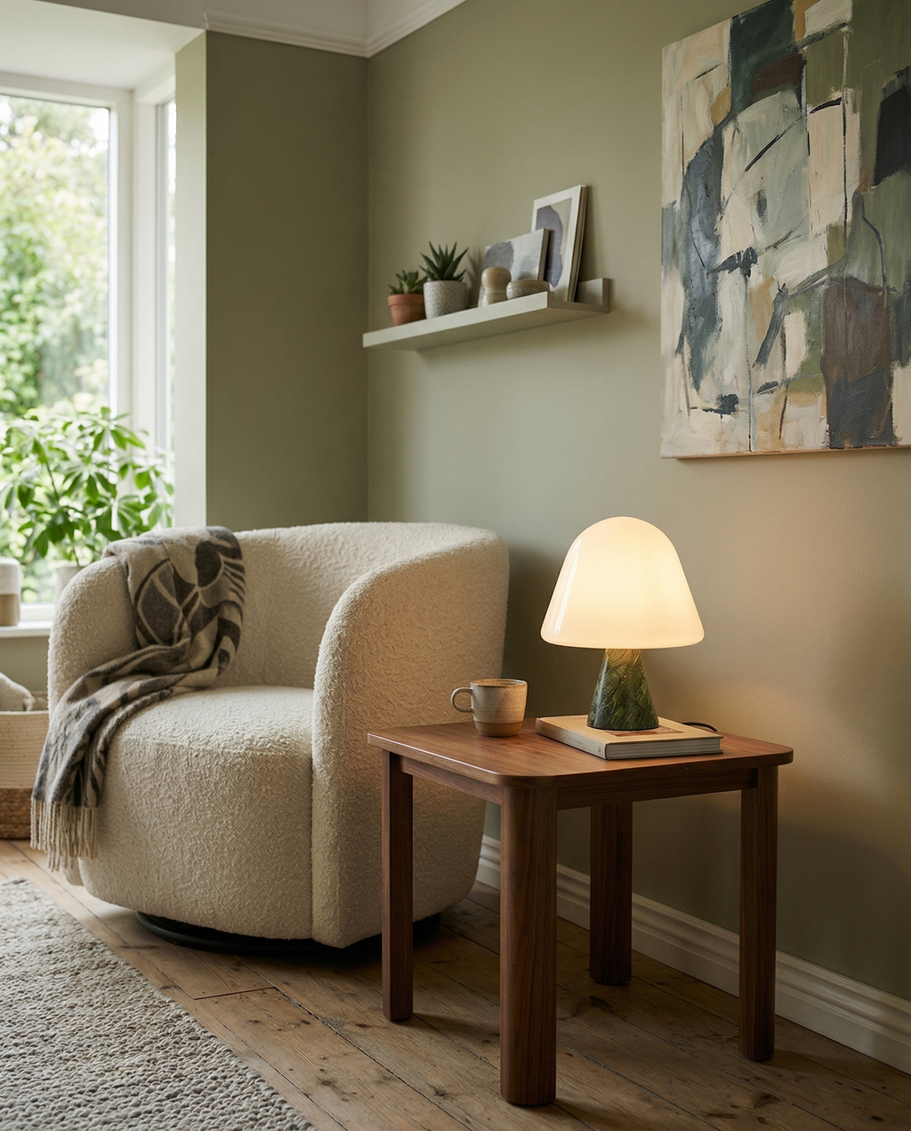 NOKA — Lampe de Table en Marbre et Verre, Dimmable pour Salon et Bureau