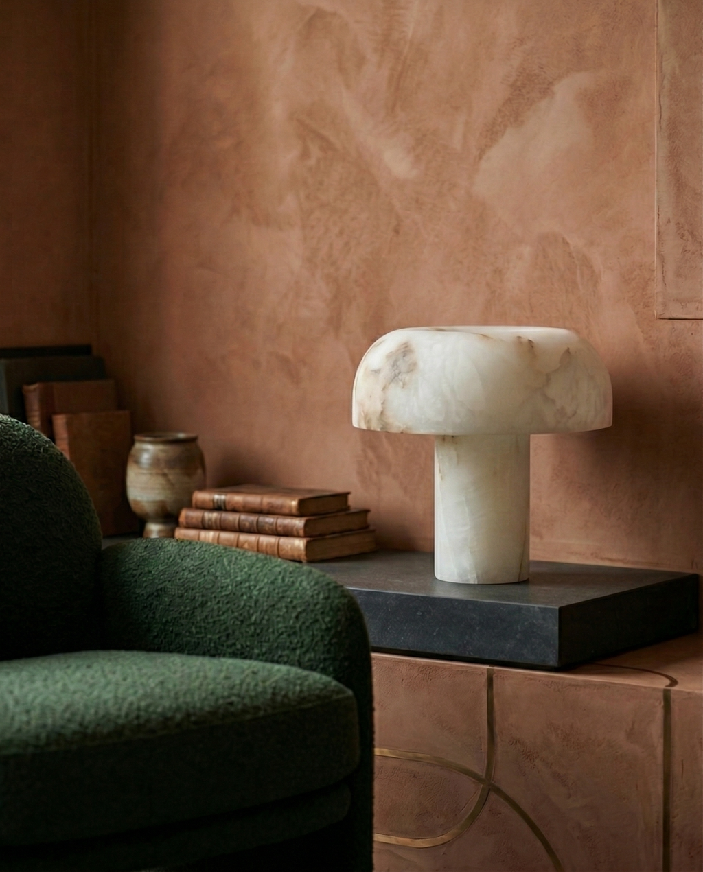 IZO — Lampe de Table en Albâtre, Dimmable pour Salon et Bureau