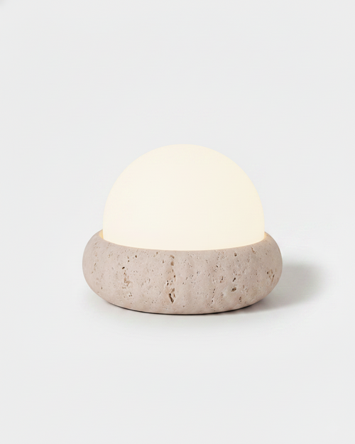 EON — Lampe à Poser en Travertin, Sans Fil Rechargeable