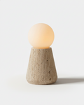 ZIRO — Lampe de Table en Travertin et Verre, Dimmable pour Salon et Bureau