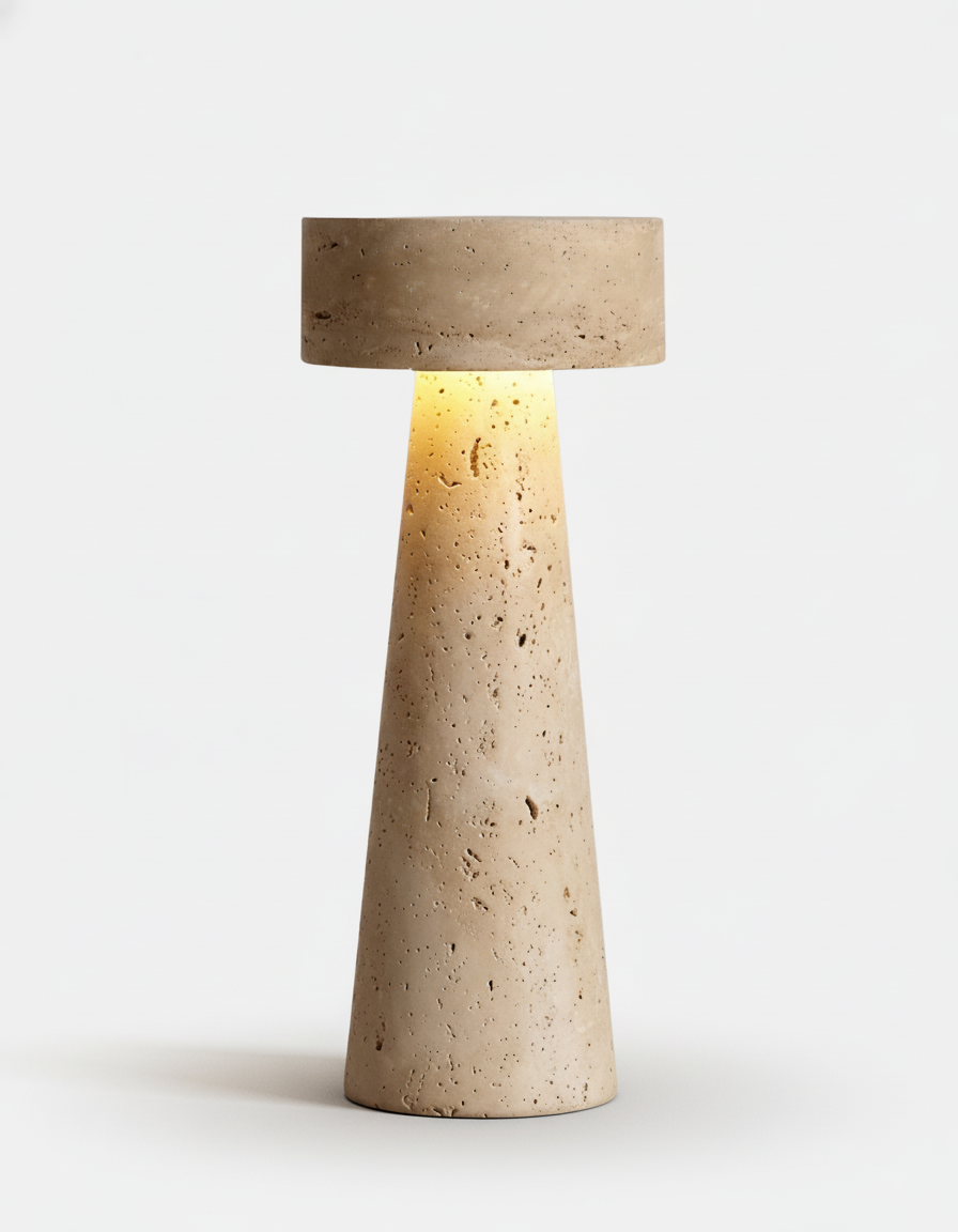 BELLO — Lampe de Table en Travertin pour Salon et Bureau