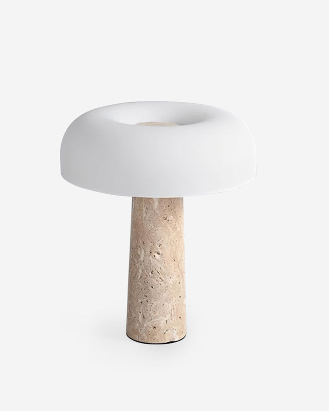 ZENO — Lampe de Table en Travertin et Verre pour Salon et Bureau