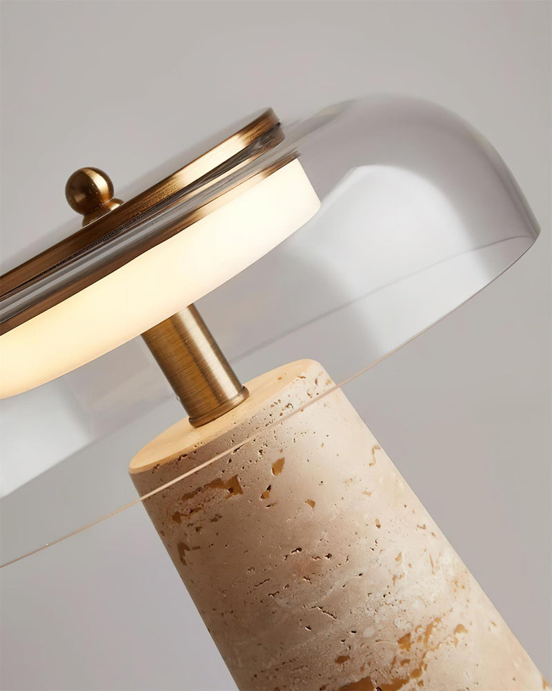 ZOA — Lampe de Table Design Travertin et Verre pour Console et Bureau