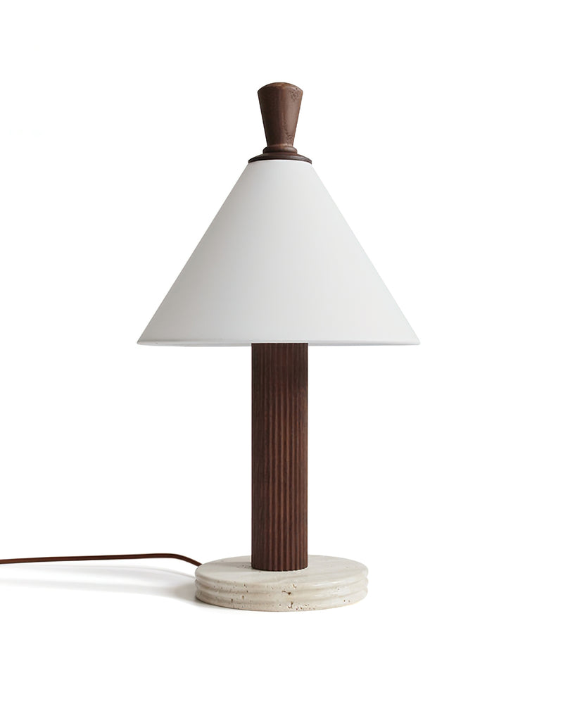 TÉA — Lampe de Table en Travertin et Bois, Dimmable pour Salon et Bureau