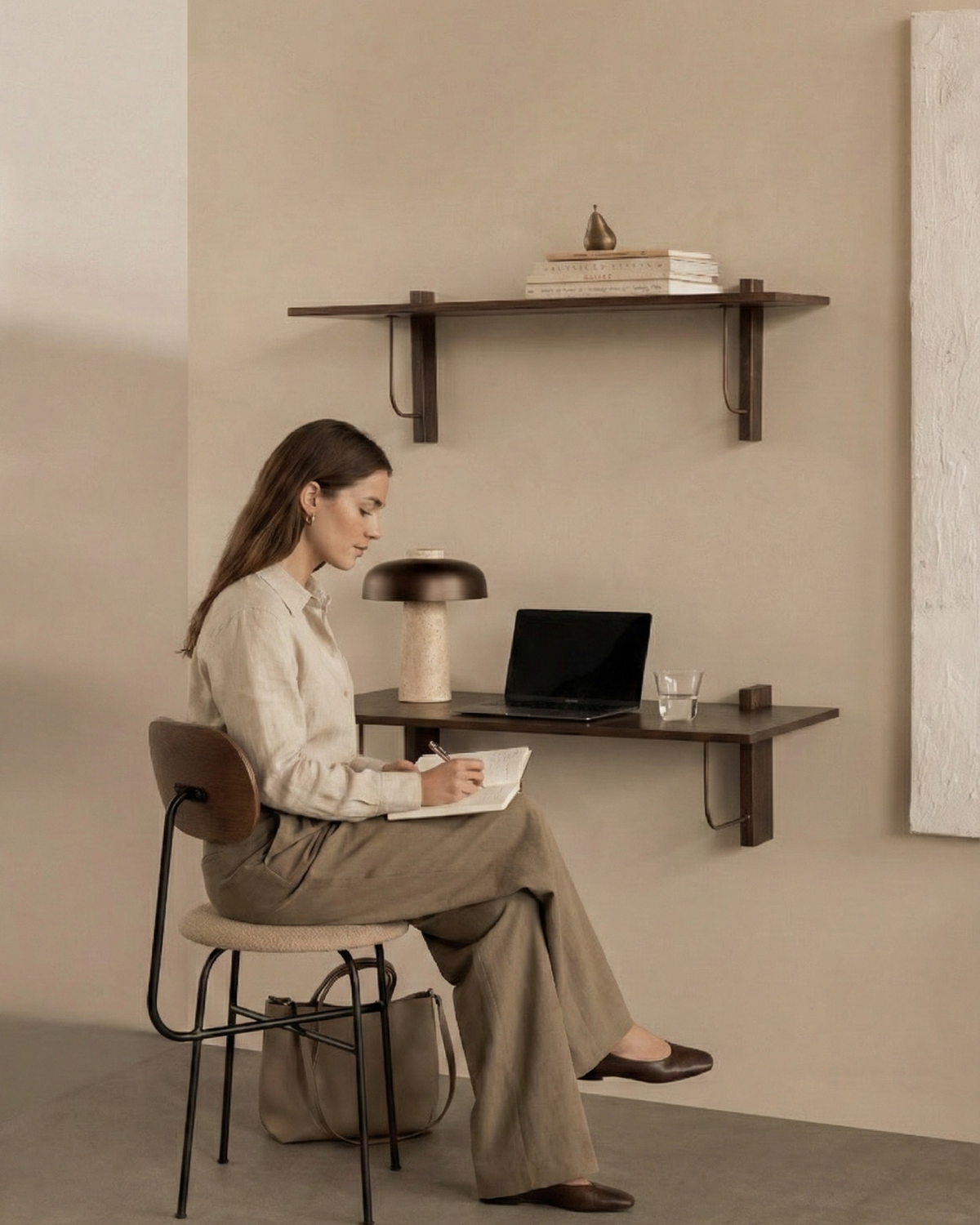 SAGAR — Lampe de Table en Travertin, Tactile pour Salon et Bureau