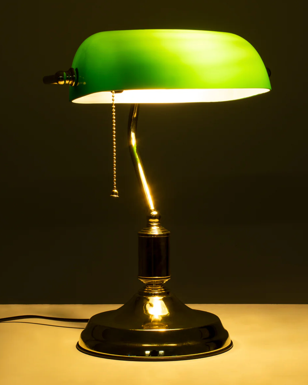 ANTIK — Lampe de Table en Laiton et Verre pour Salon et Bureau