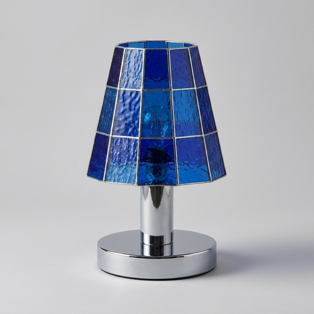 Lampe de table en verre KALI coloris bleu