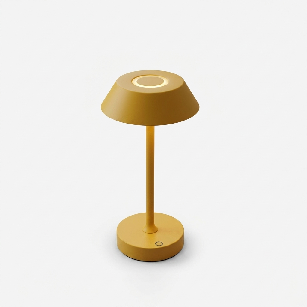 Lampe de table RUVA jaune moutarde — packshot studio