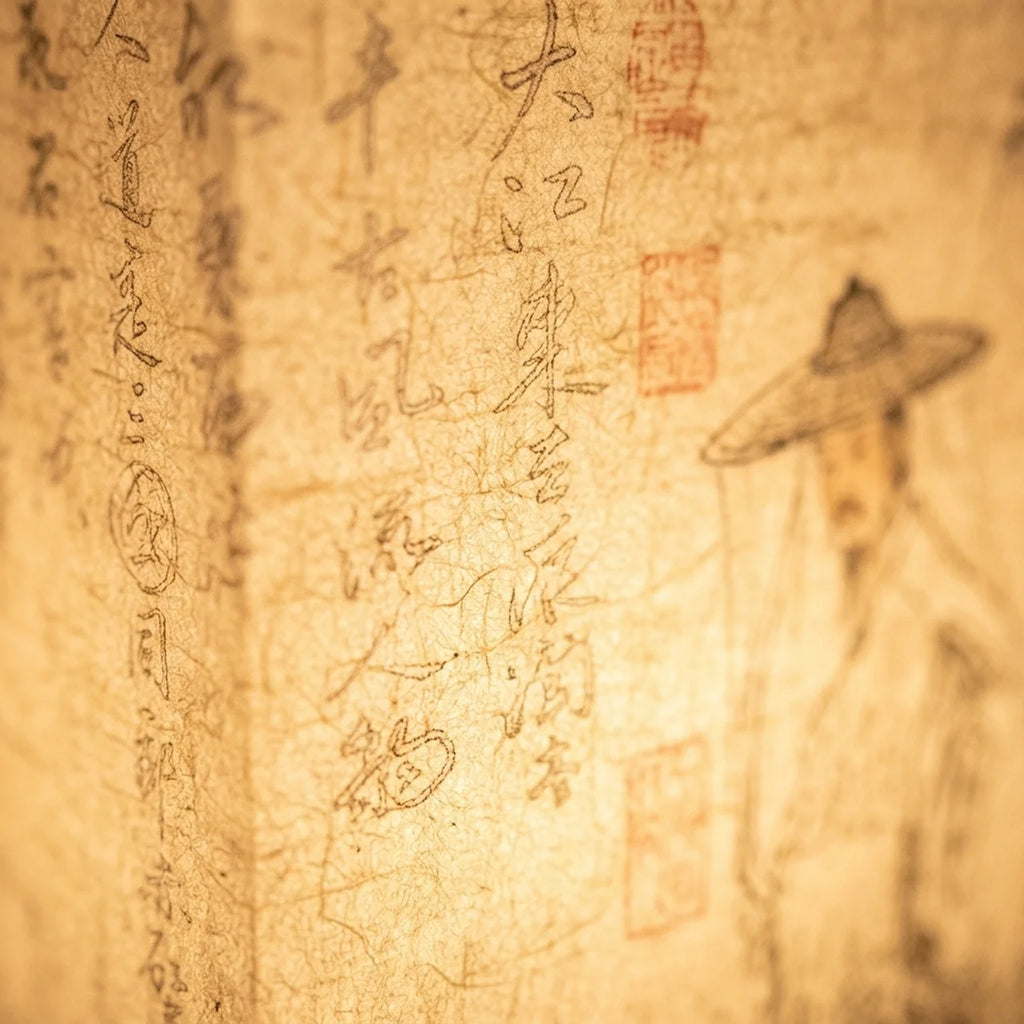 Lampe de chevet japonais zen calligraphie papier bois naturel