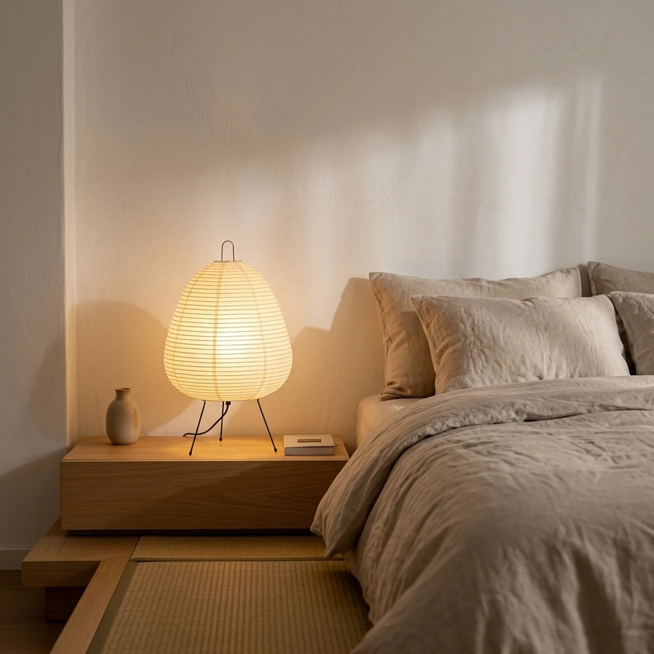 Lampe Japonaise en Papier de Riz – Lumière d'Ambiance Chaleureuse