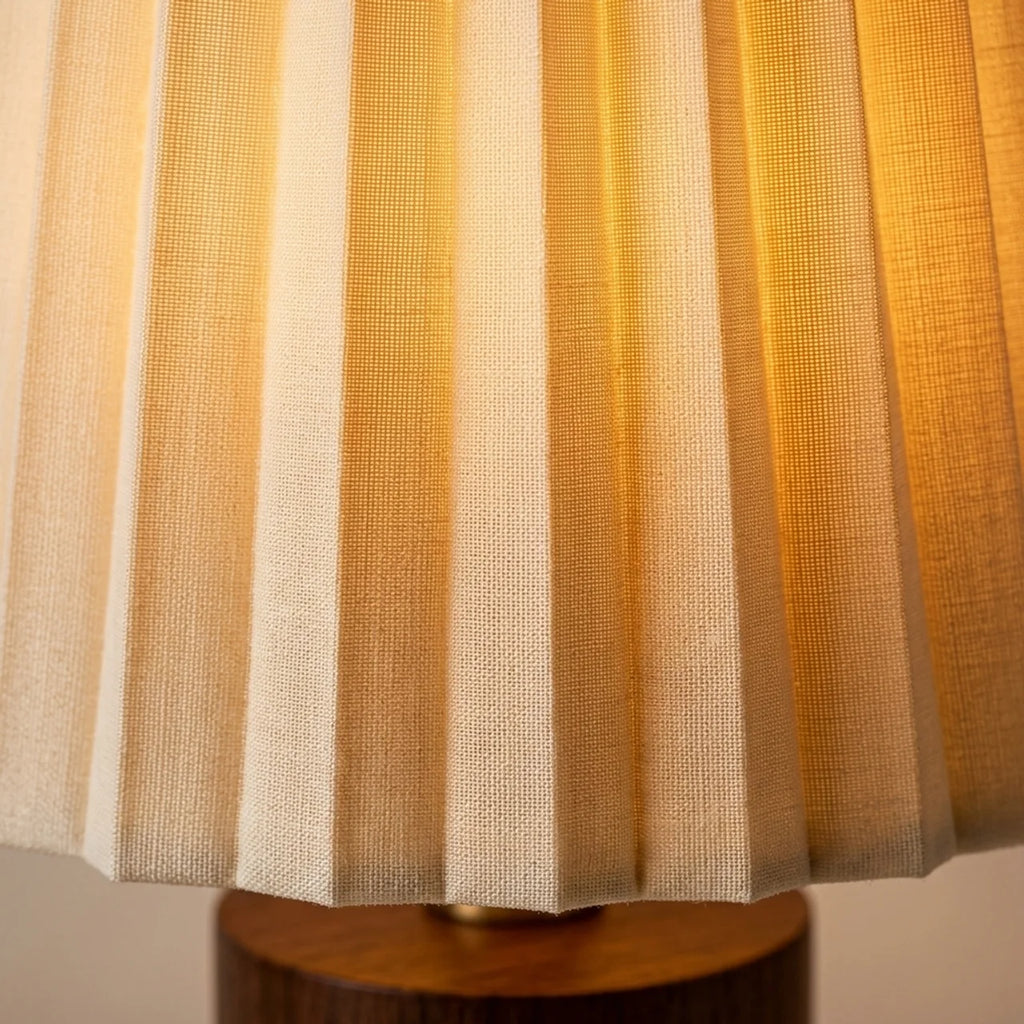 Lampe de Chevet Vintage – Abat-jour Plissé & Bois Massif