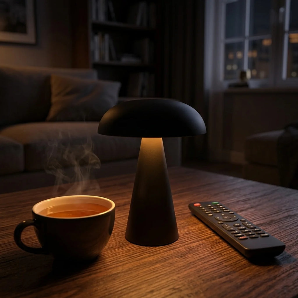 Veilleuse Champignon LED Sans Fil Tactile – Noir