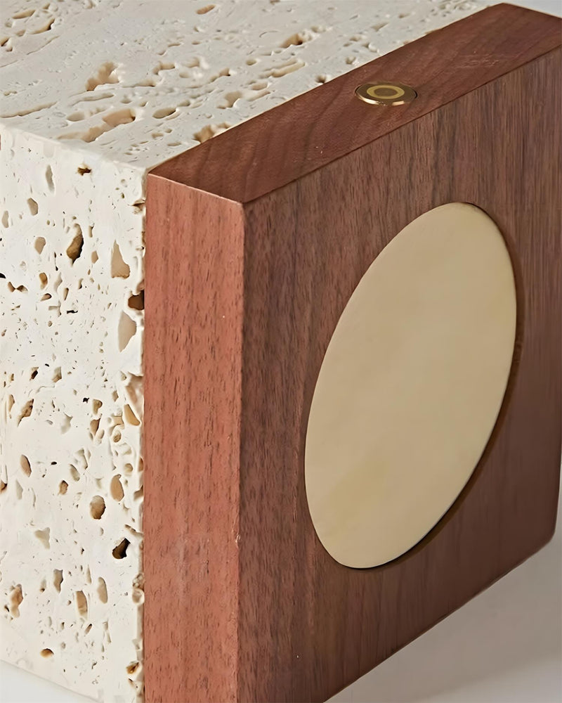 OMA — Lampe de Table en Travertin et Bois pour Salon et Bureau