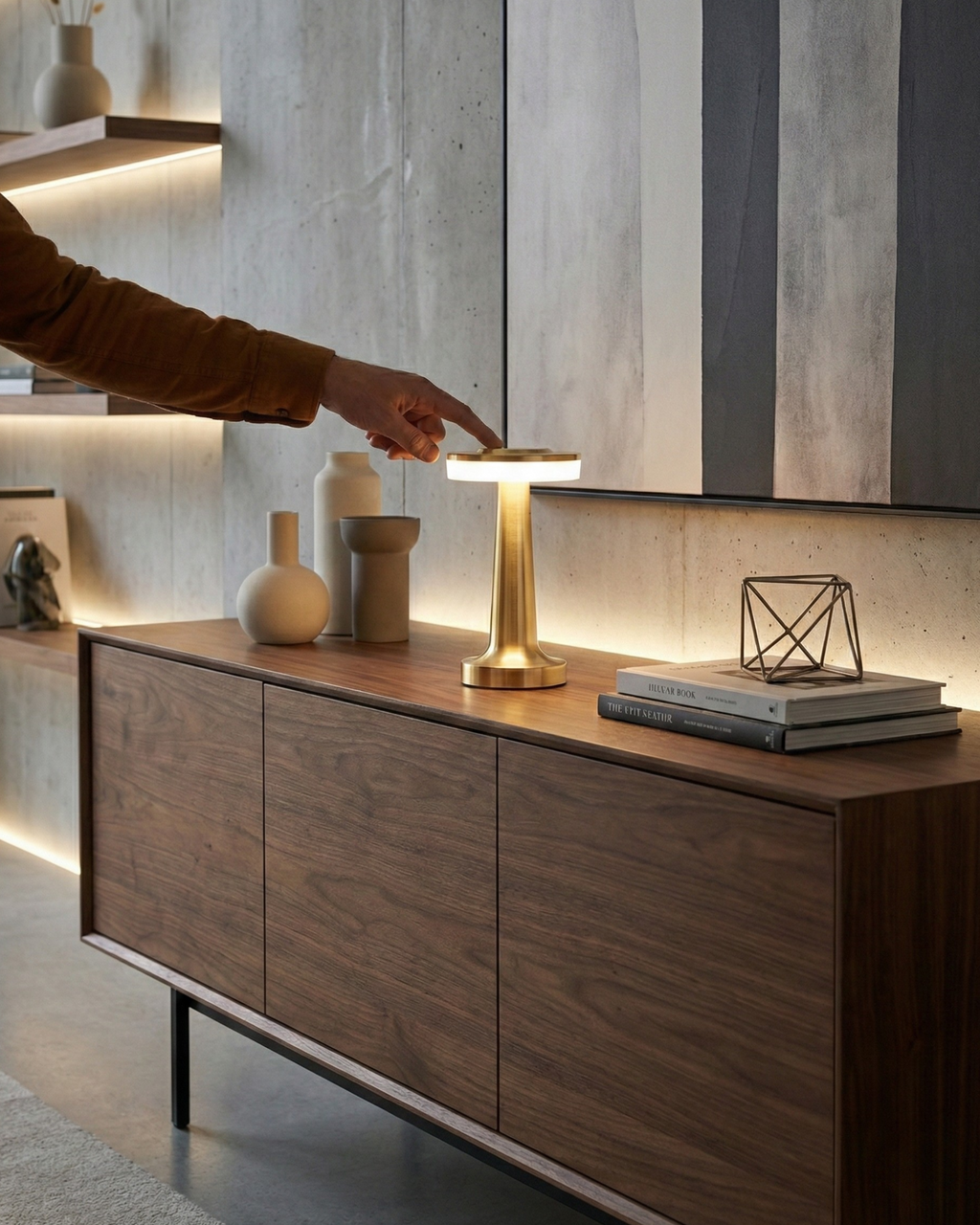 KARO — Lampe de Table en Laiton, Sans Fil Rechargeable pour Chambre et Chevet