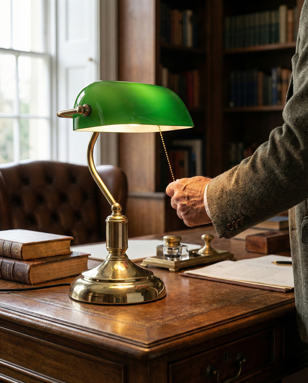 ANTIK — Lampe de Table en Laiton et Verre pour Salon et Bureau