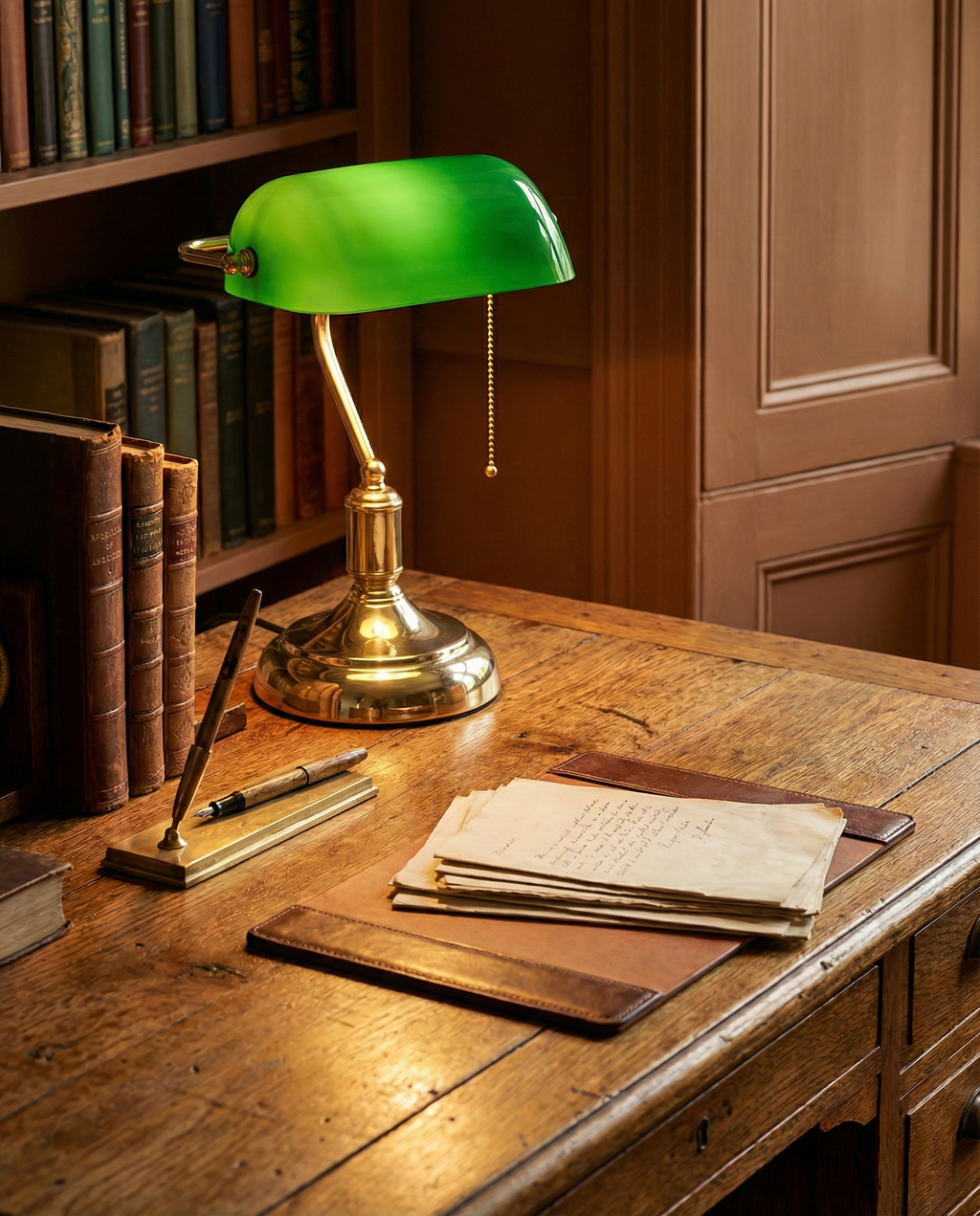 ANTIK — Lampe de Table en Laiton et Verre pour Salon et Bureau