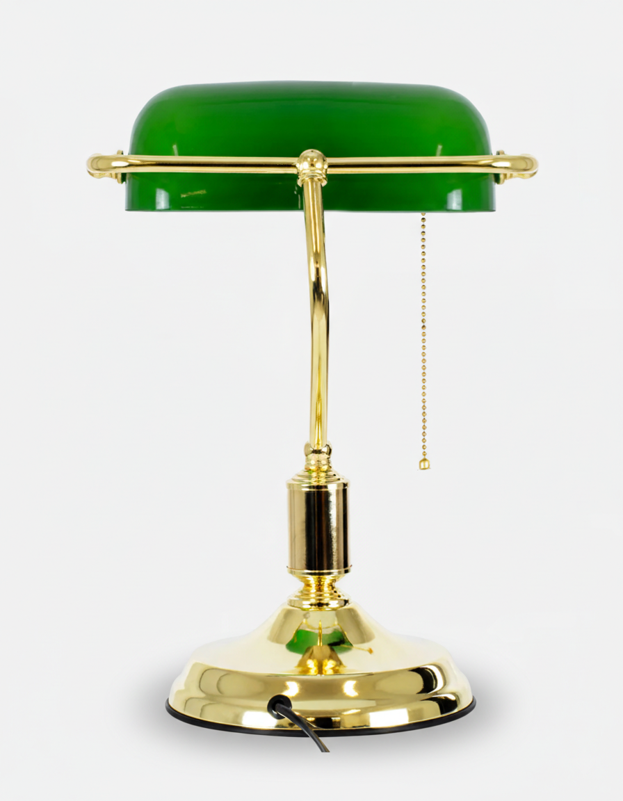 ANTIK — Lampe de Table en Laiton et Verre pour Salon et Bureau